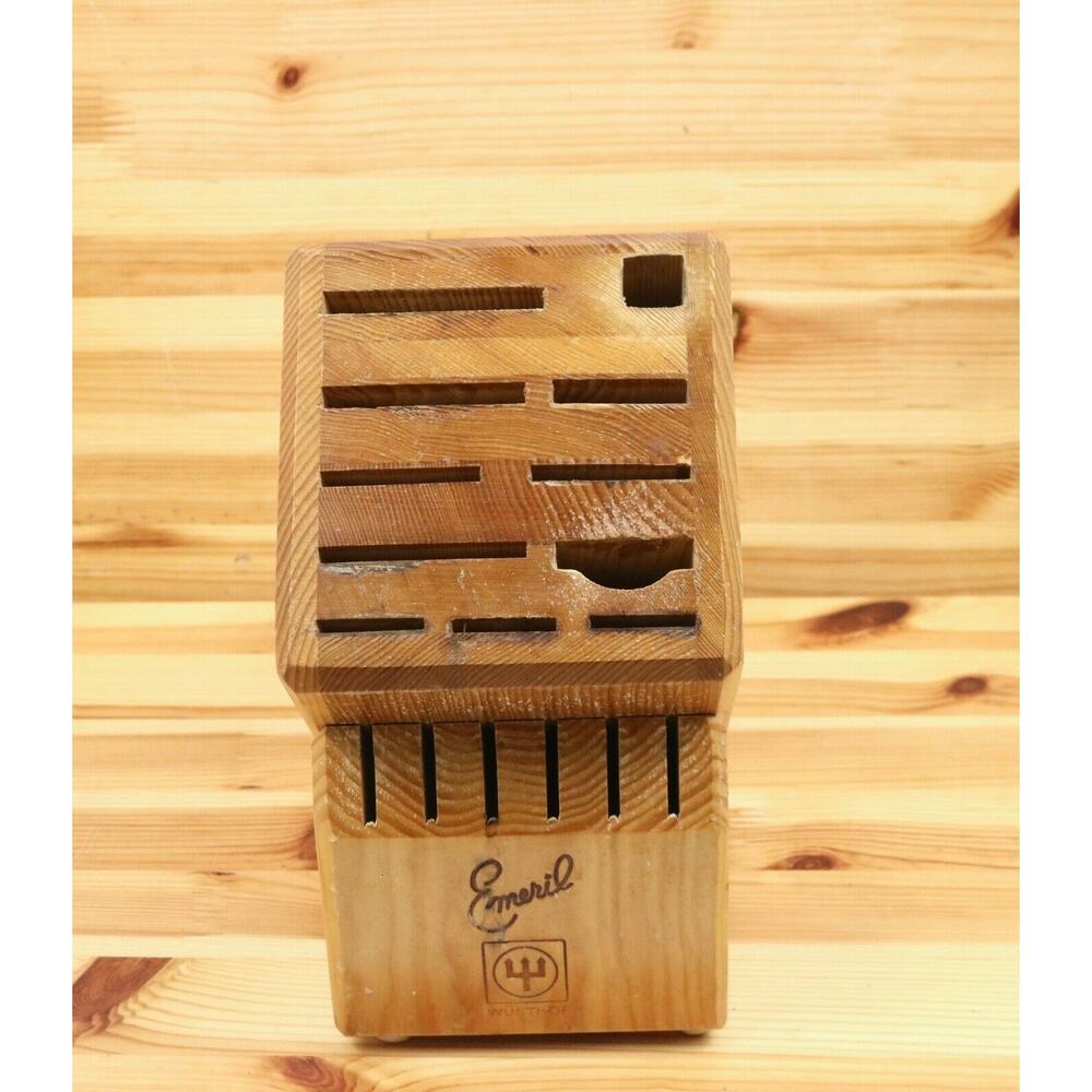 Emeril Wusthof Knife Block Wood Wooden Storage Holder 17 Slot Countertop Oak